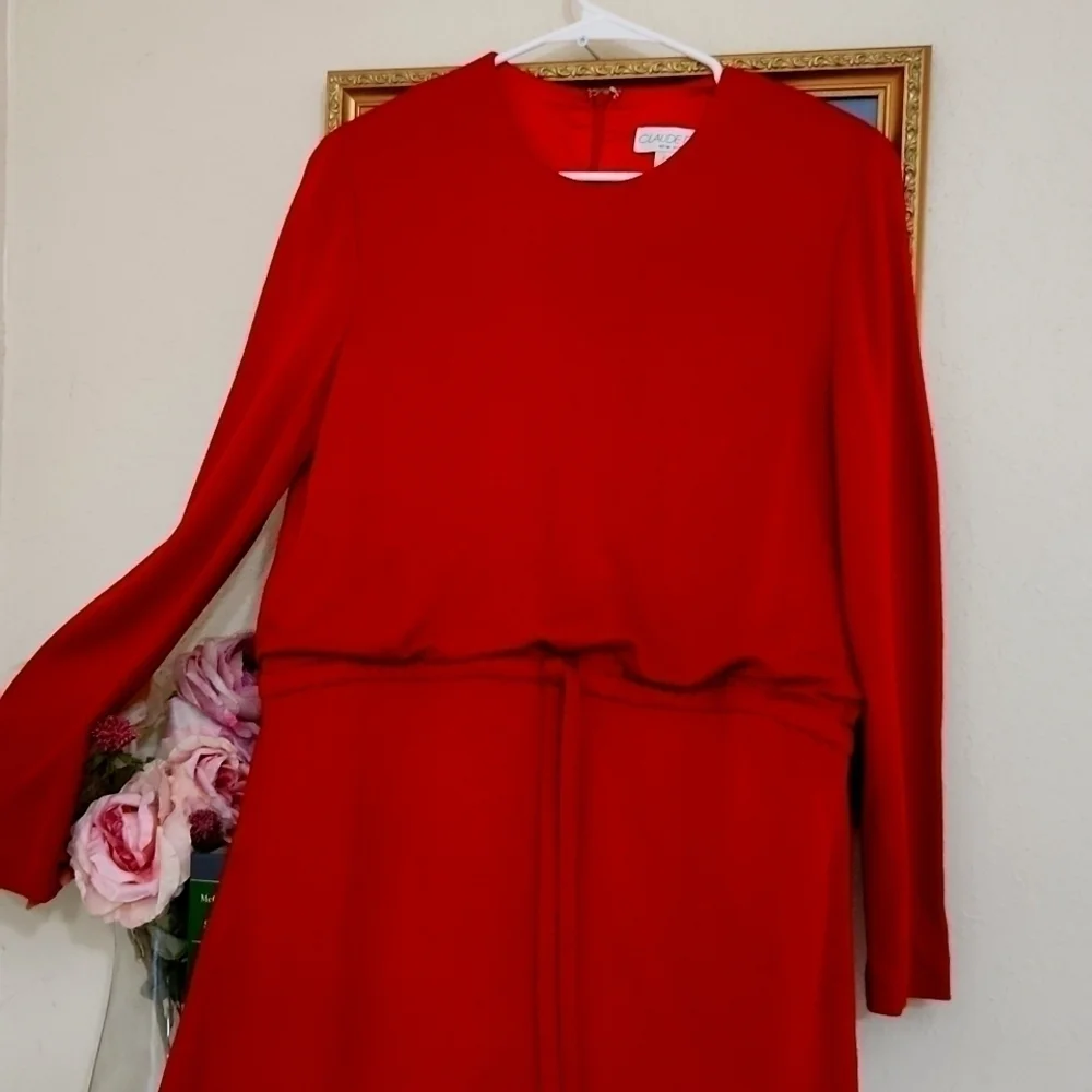 Elegant Red Vintage Dress Career Modest Romance Cottagecore Size 8 Whimsical - Picture 2 of 11